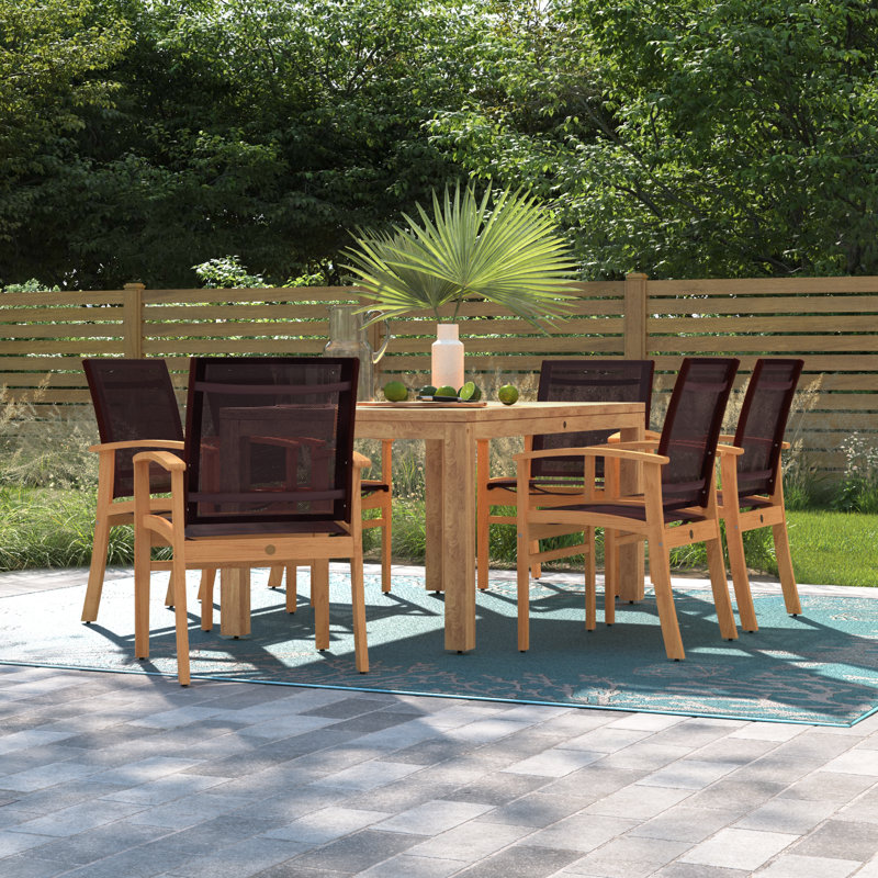 Lark Manor Anautica 6 - Person Rectangular Teak Outdoor Dining Set ...